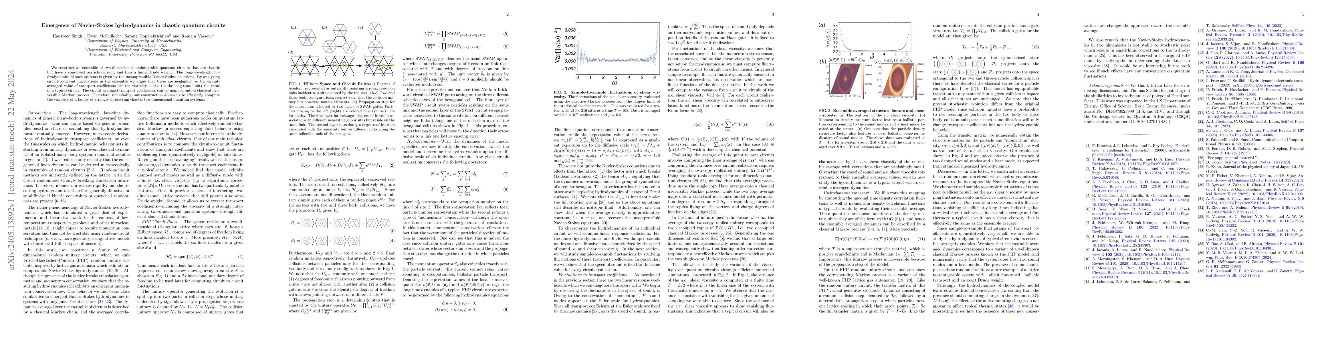 Thumbnail for Emergence of Navier-Stokes hydrodynamics in chaotic quantum circuits