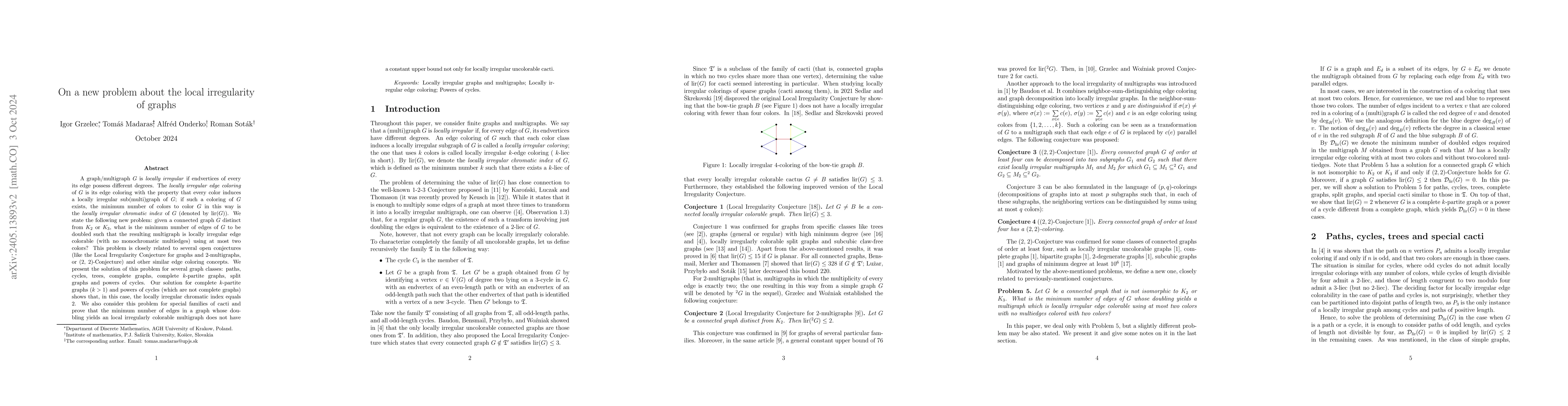 Thumbnail for On a new problem about the local irregularity of graphs