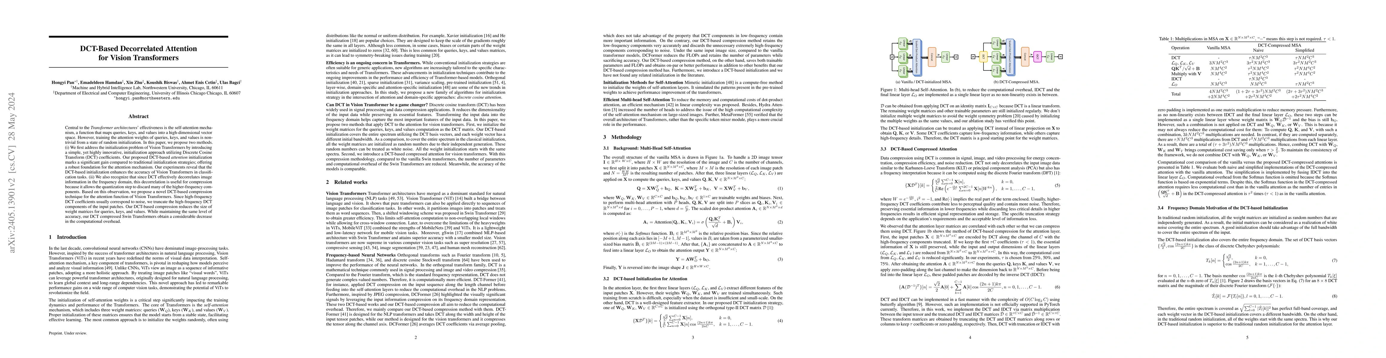 Thumbnail for DCT-Based Decorrelated Attention for Vision Transformers