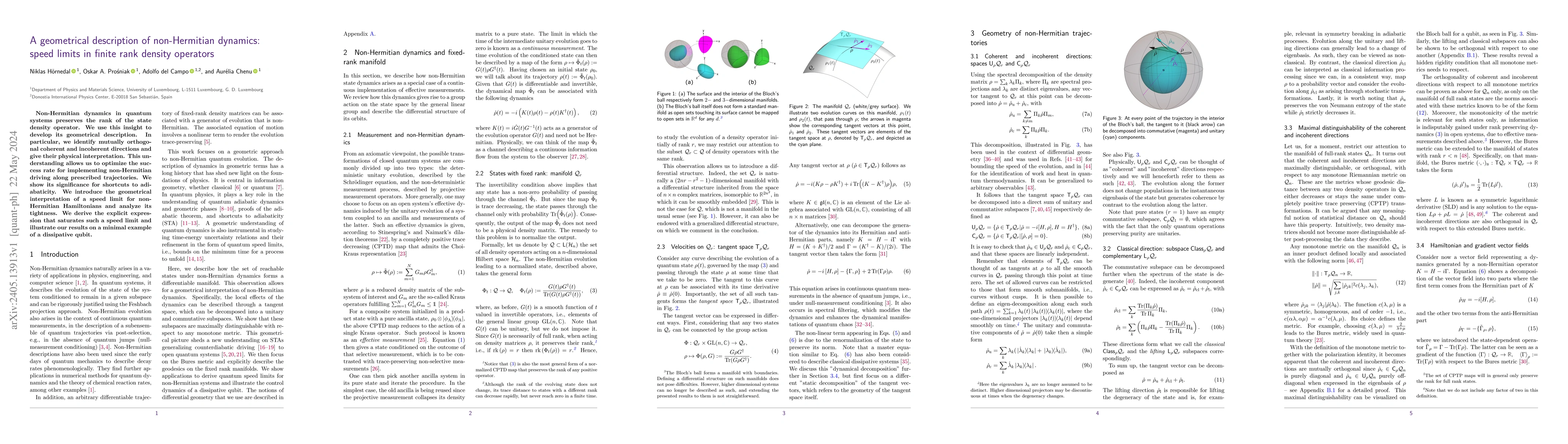 Thumbnail for A geometrical description of non-Hermitian dynamics: speed limits in
  finite rank density operators