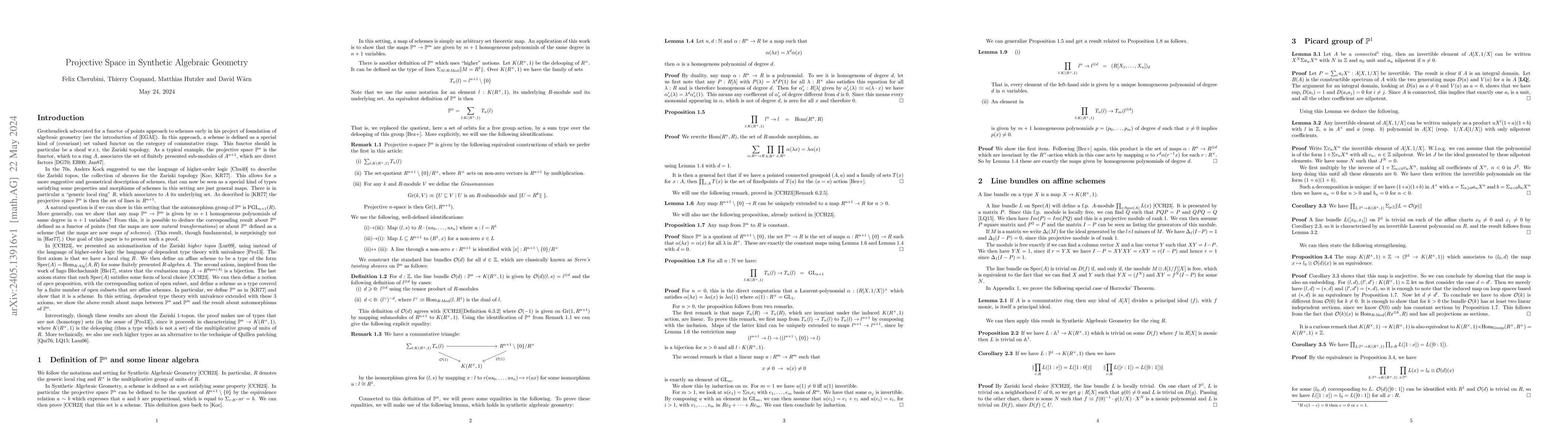 Thumbnail for Projective Space in Synthetic Algebraic Geometry