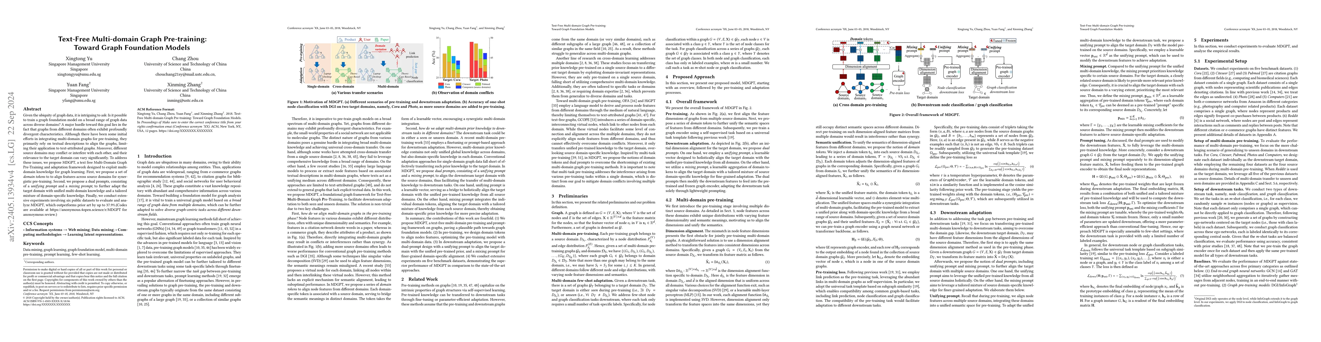 Thumbnail for Text-Free Multi-domain Graph Pre-training: Toward Graph Foundation
  Models