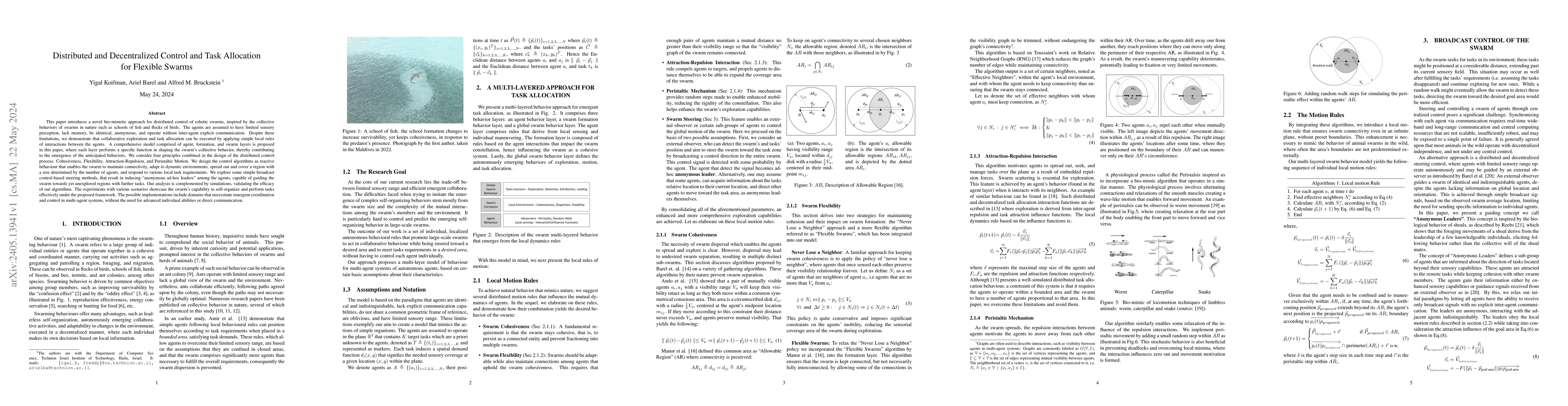 Thumbnail for Distributed and Decentralized Control and Task Allocation for Flexible
  Swarms