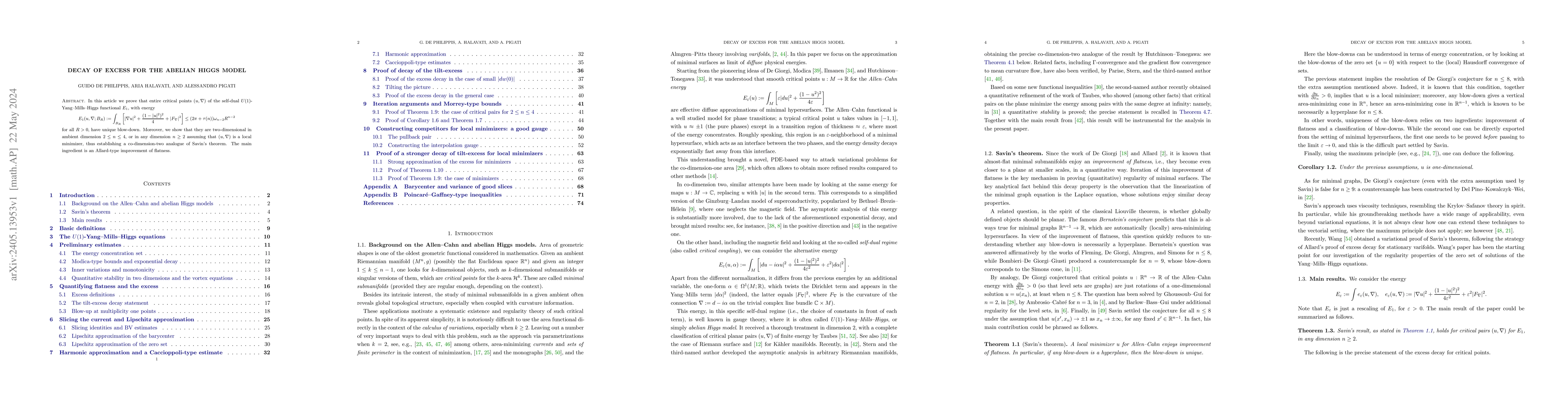 Thumbnail for Decay of excess for the abelian Higgs model
