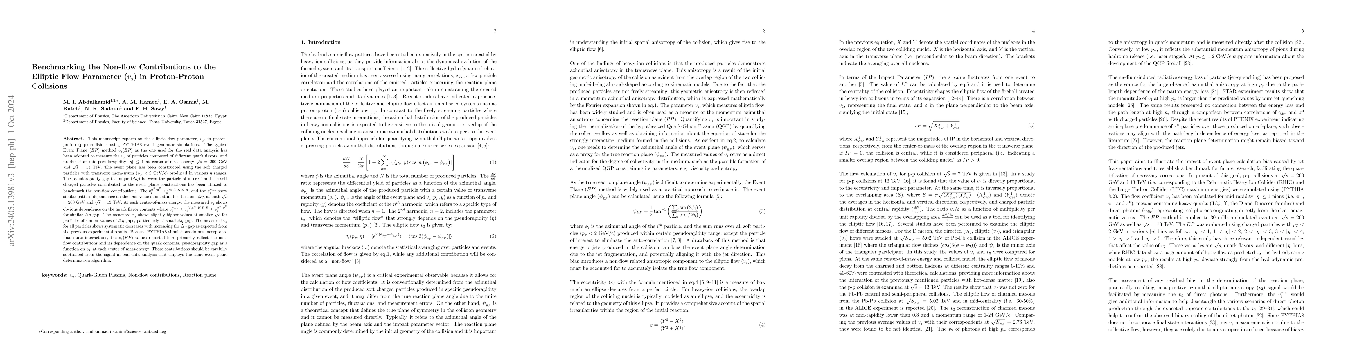 Thumbnail for Benchmarking the Non-flow Contributions to the Elliptic Flow Parameter
  ($v_{_2}$) in Proton-Proton Collisions