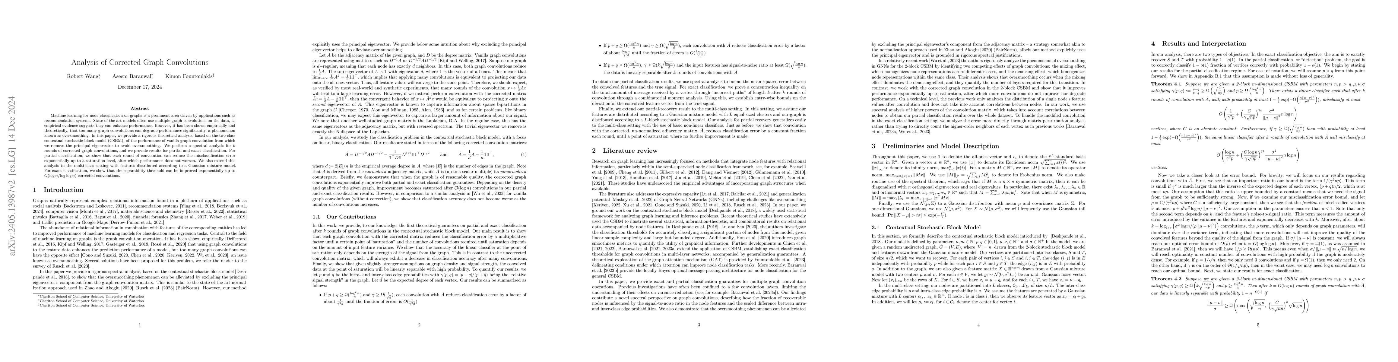 Thumbnail for Analysis of Corrected Graph Convolutions