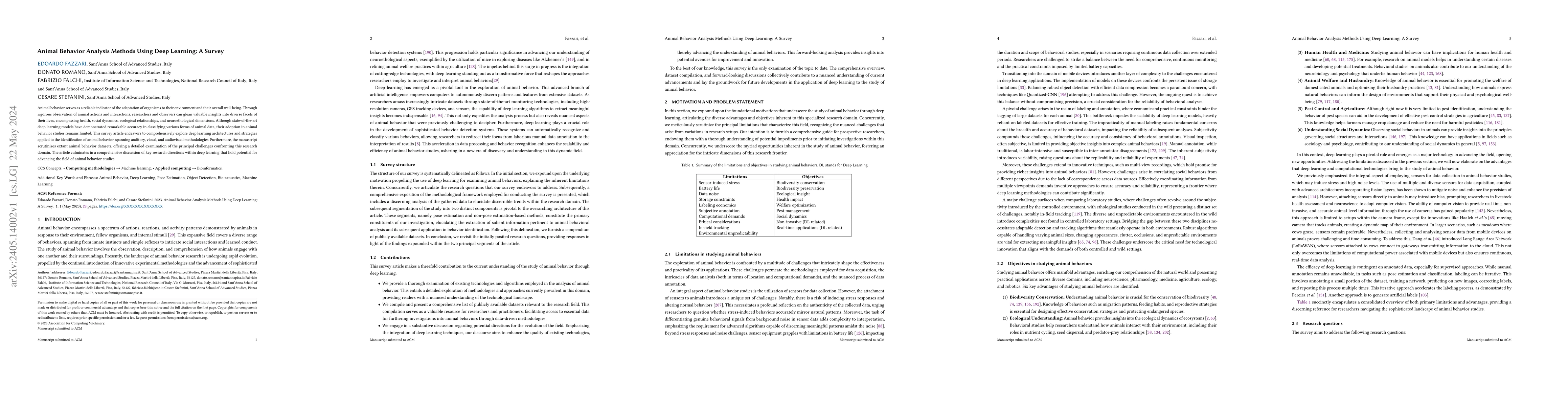 Thumbnail for Animal Behavior Analysis Methods Using Deep Learning: A Survey