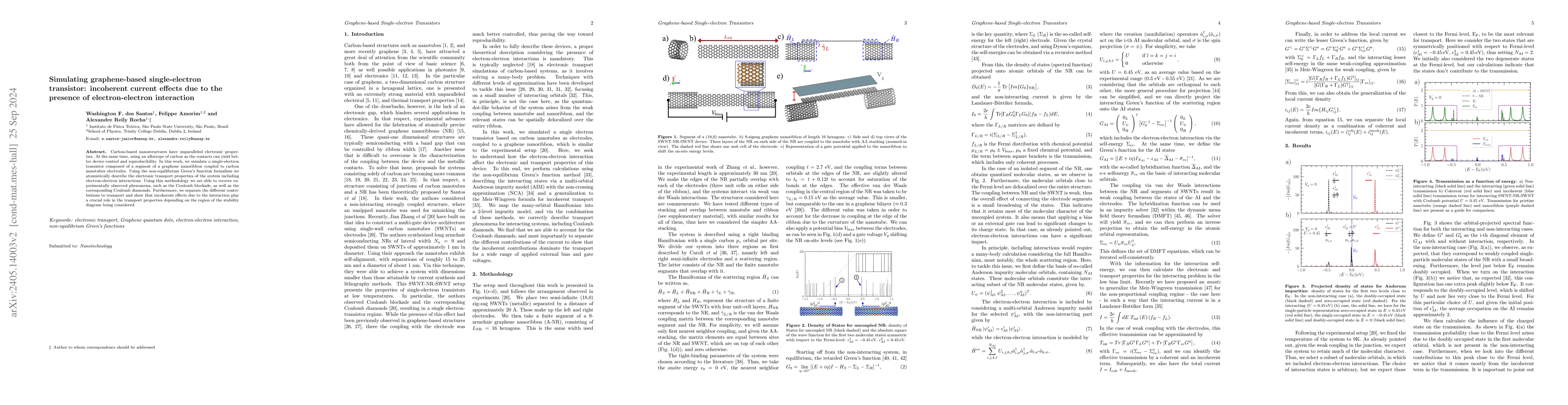 Thumbnail for Simulating graphene-based single-electron transistor: incoherent current
  effects due to the presence of electron-electron interaction