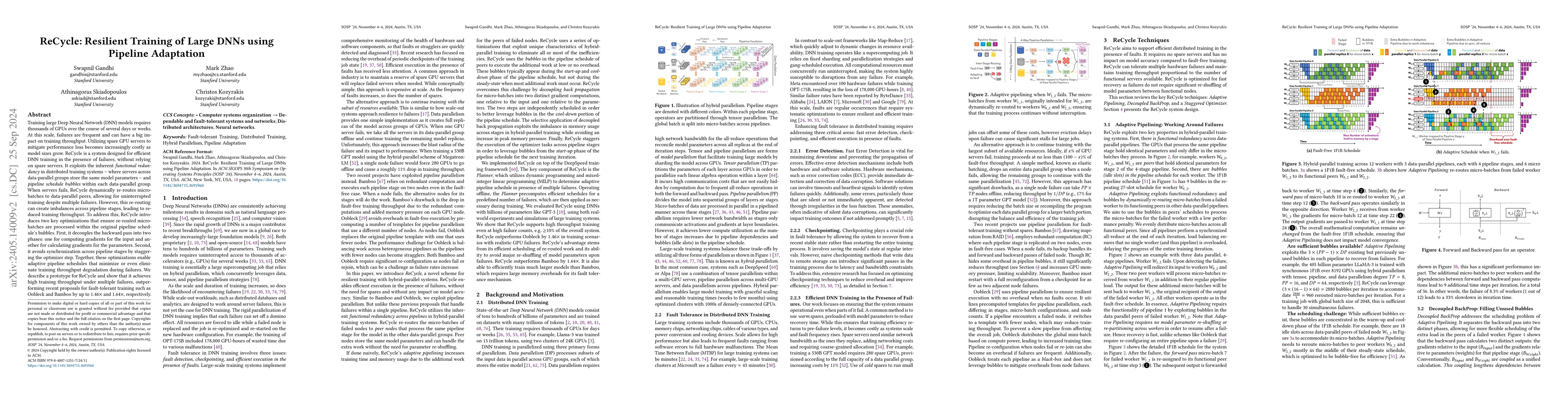 Thumbnail for SlipStream: Adapting Pipelines for Distributed Training of Large DNNs
  Amid Failures