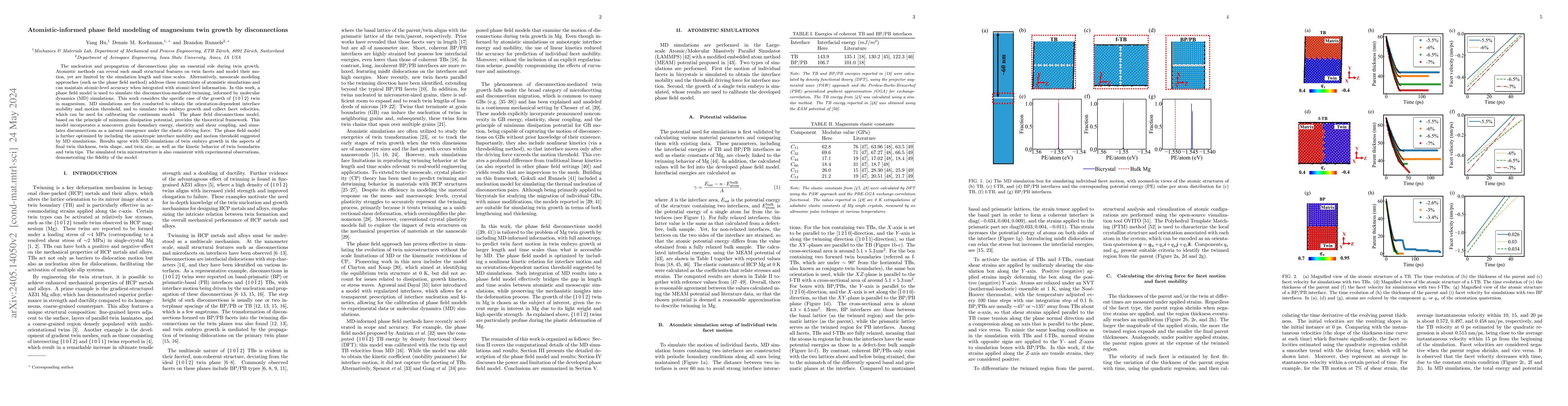 Thumbnail for Atomistic-informed phase field modeling of magnesium twin growth by
  disconnections