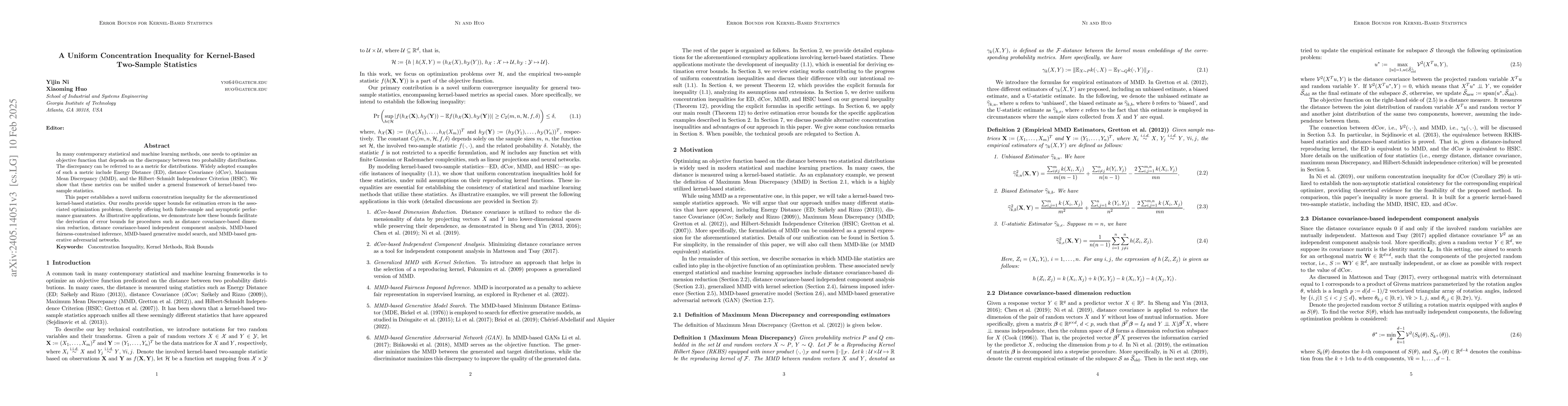 Thumbnail for A Concentration Inequality for Maximum Mean Discrepancy (MMD)-based
  Statistics and Its Application in Generative Models