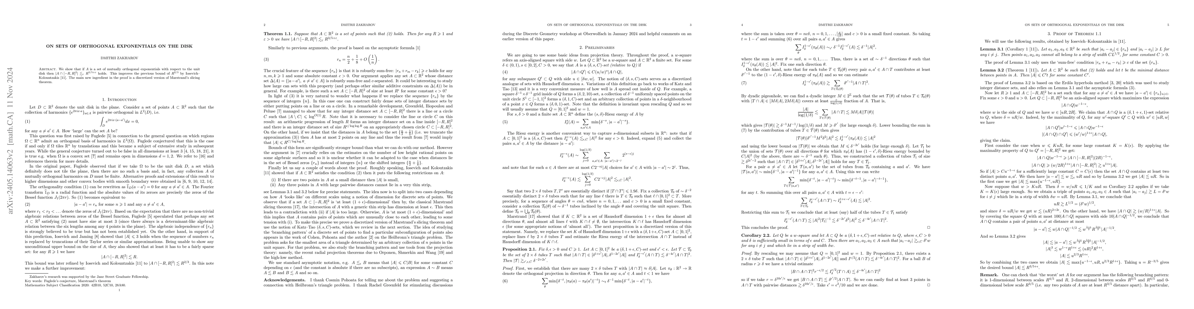 Thumbnail for On sets of orthogonal exponentials on the disk