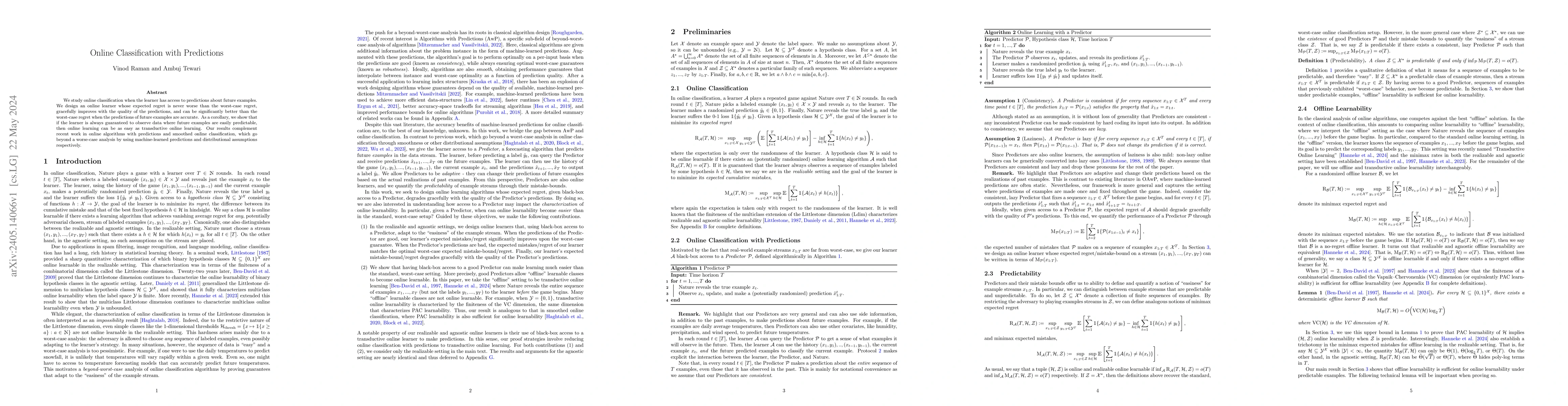 Thumbnail for Online Classification with Predictions