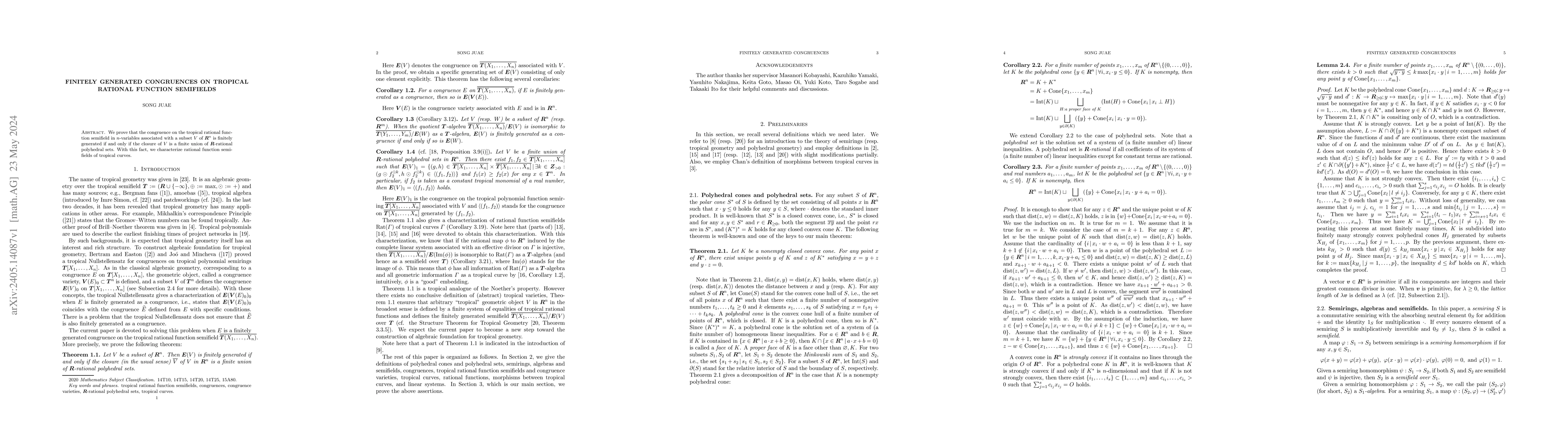 Thumbnail for Finitely generated congruences on tropical rational function semifields