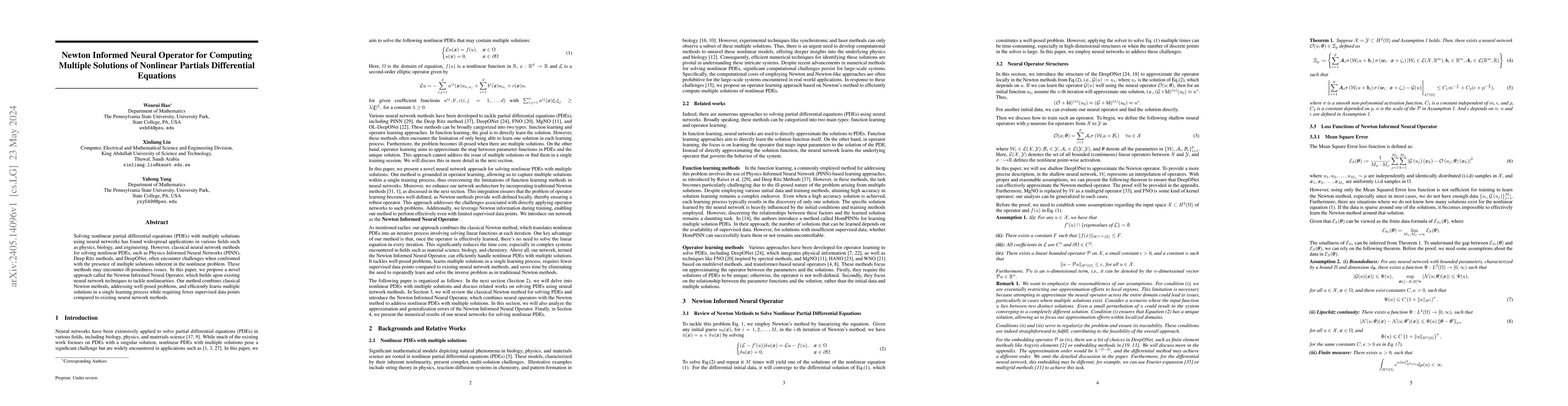 Thumbnail for Newton Informed Neural Operator for Computing Multiple Solutions of
  Nonlinear Partials Differential Equations
