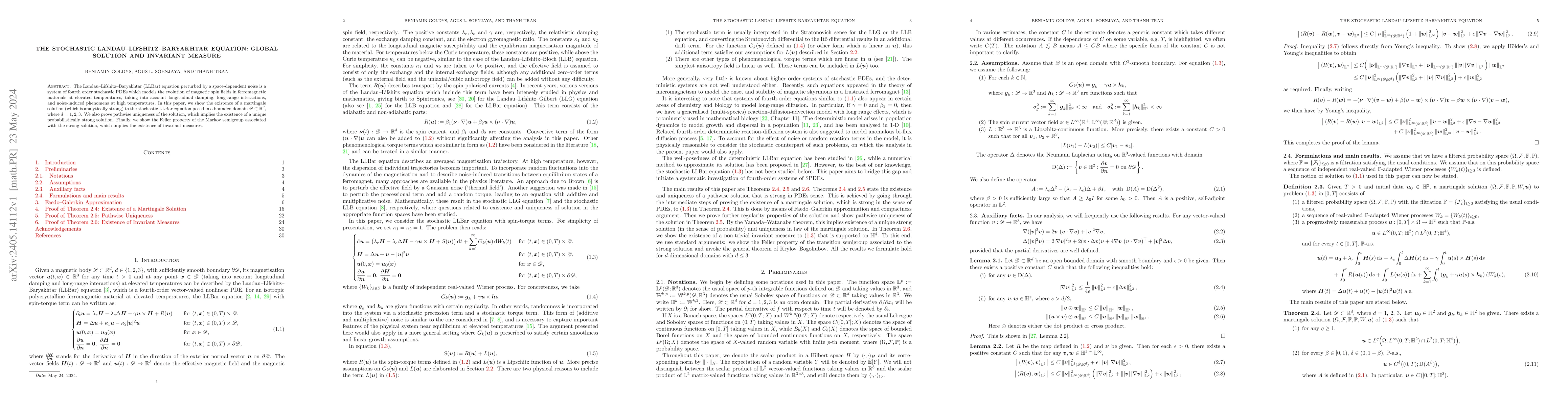 Thumbnail for The stochastic Landau--Lifshitz--Baryakhtar equation: Global solution
  and invariant measure