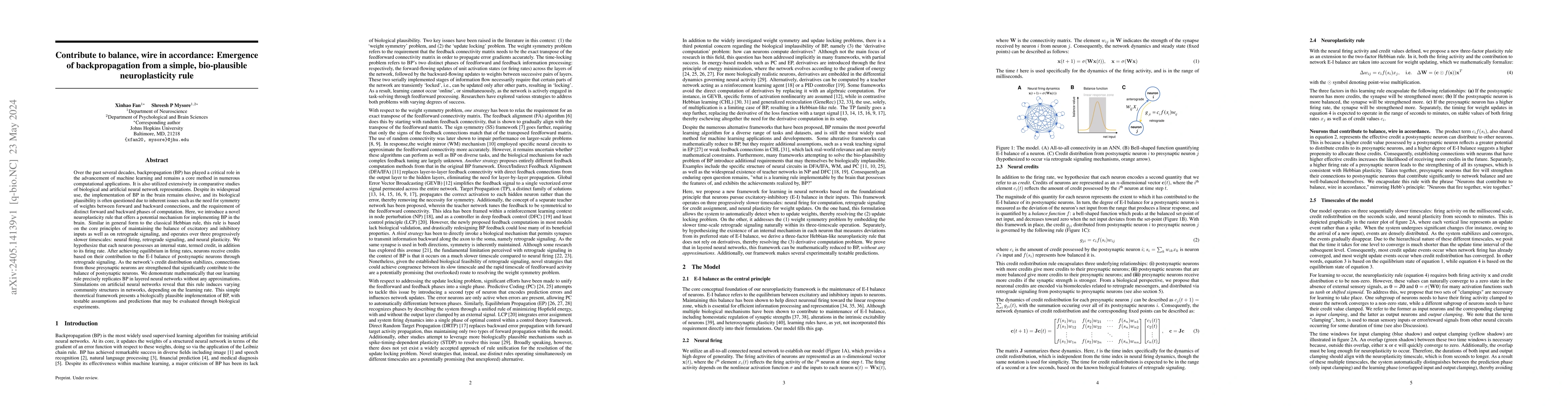 Thumbnail for Contribute to balance, wire in accordance: Emergence of backpropagation
  from a simple, bio-plausible neuroplasticity rule