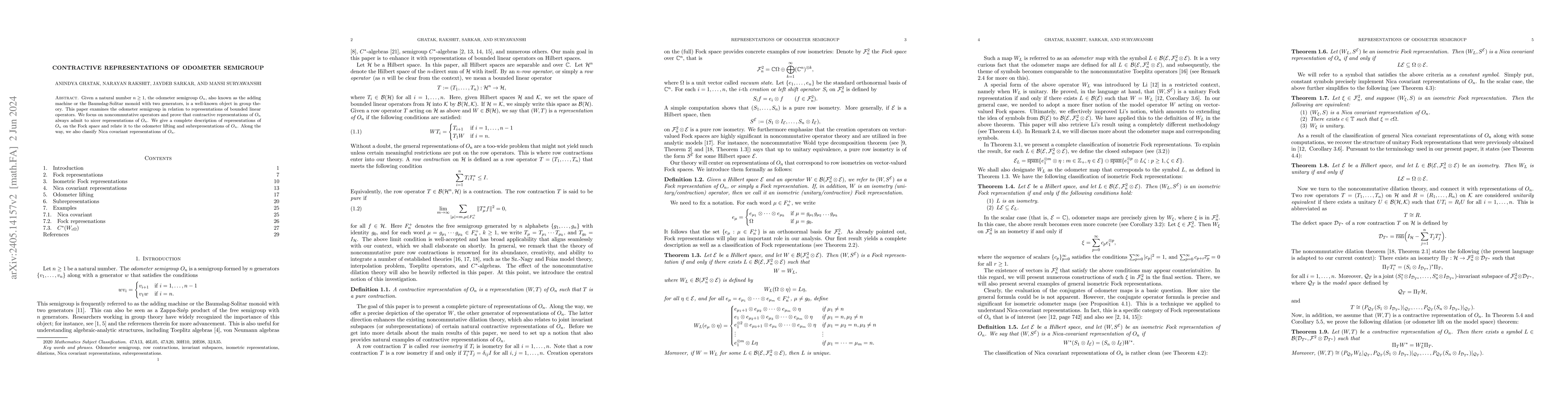 Thumbnail for Contractive representations of odometer semigroup