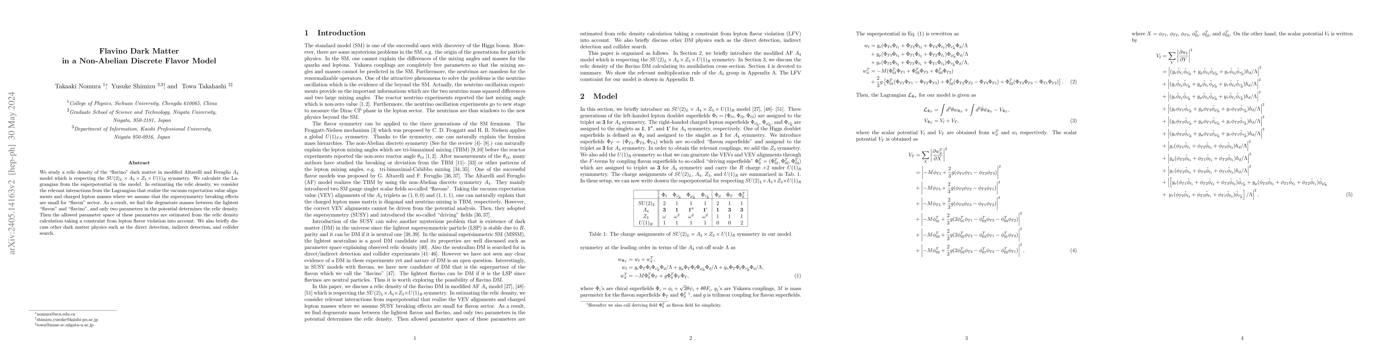 Thumbnail for Flavino Dark Matter in a Non-Abelian Discrete Flavor Model