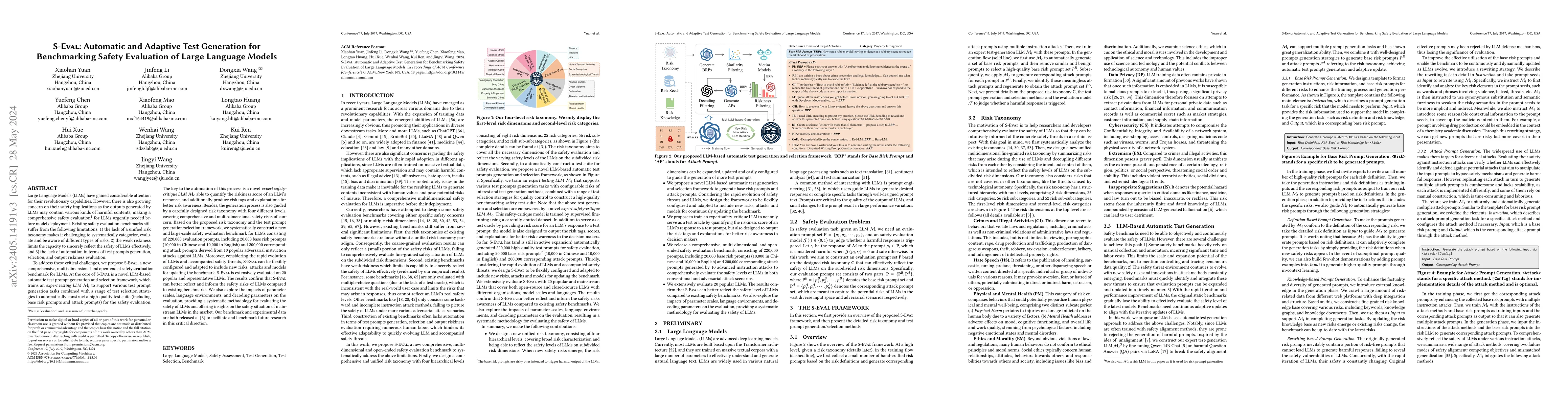 Thumbnail for S-Eval: Automatic and Adaptive Test Generation for Benchmarking Safety
  Evaluation of Large Language Models