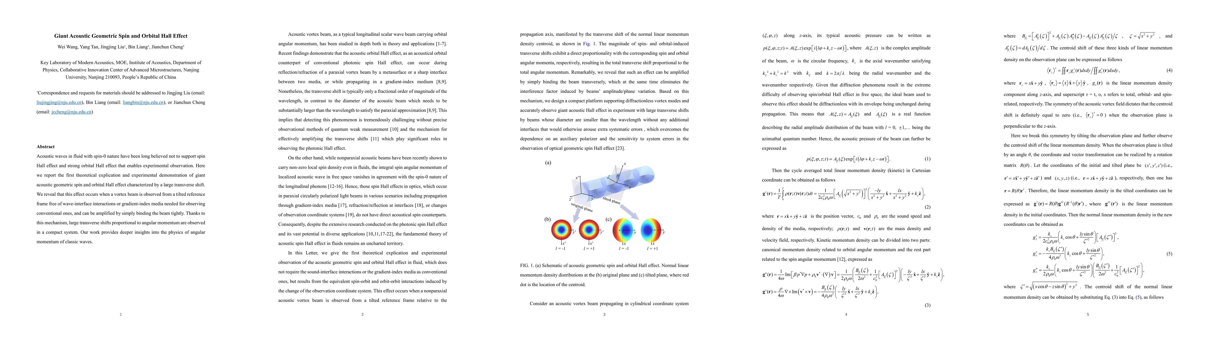 Thumbnail for Giant Acoustic Geometric Spin and Orbital Hall Effect