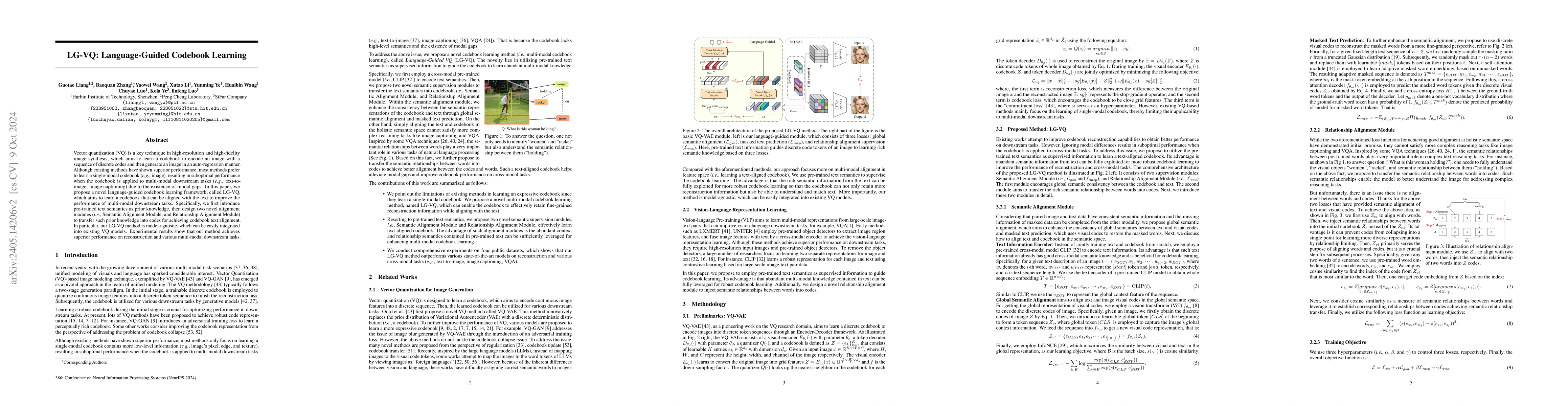 Thumbnail for LG-VQ: Language-Guided Codebook Learning