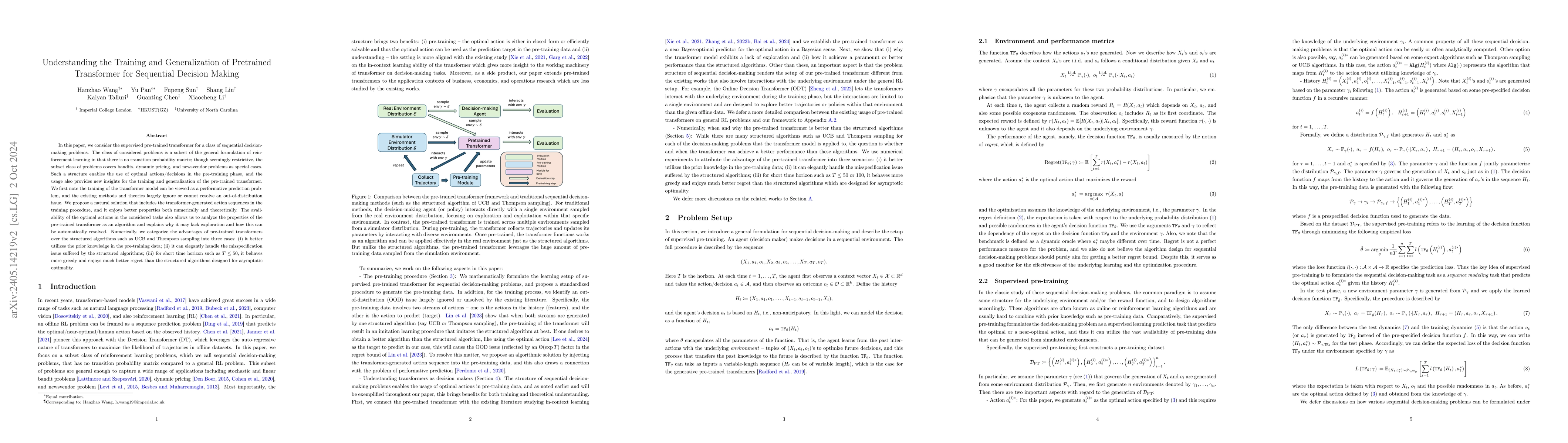 Thumbnail for Understanding the Training and Generalization of Pretrained Transformer
  for Sequential Decision Making