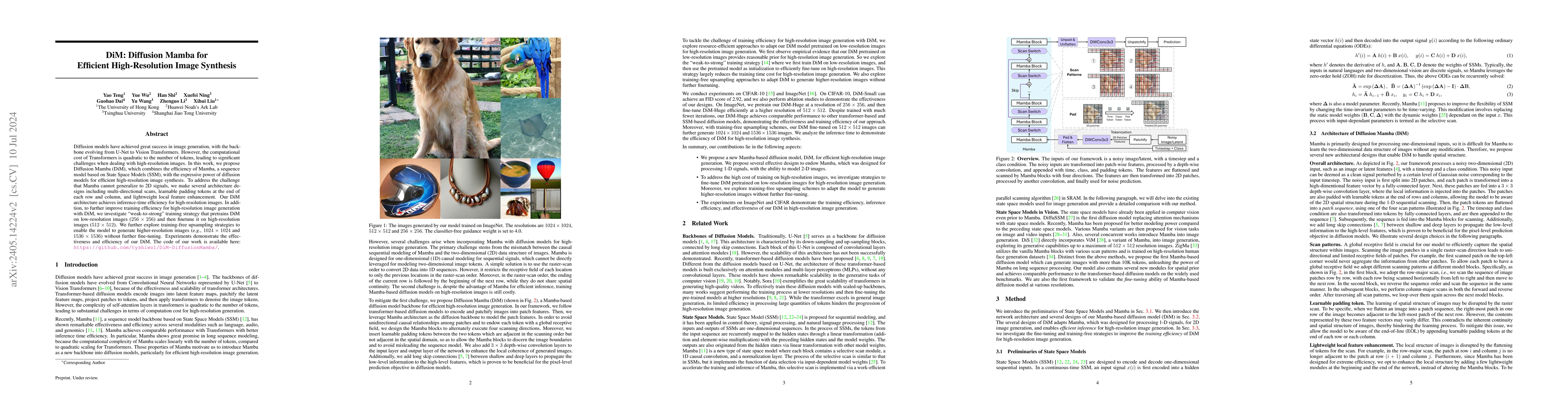 Thumbnail for DiM: Diffusion Mamba for Efficient High-Resolution Image Synthesis