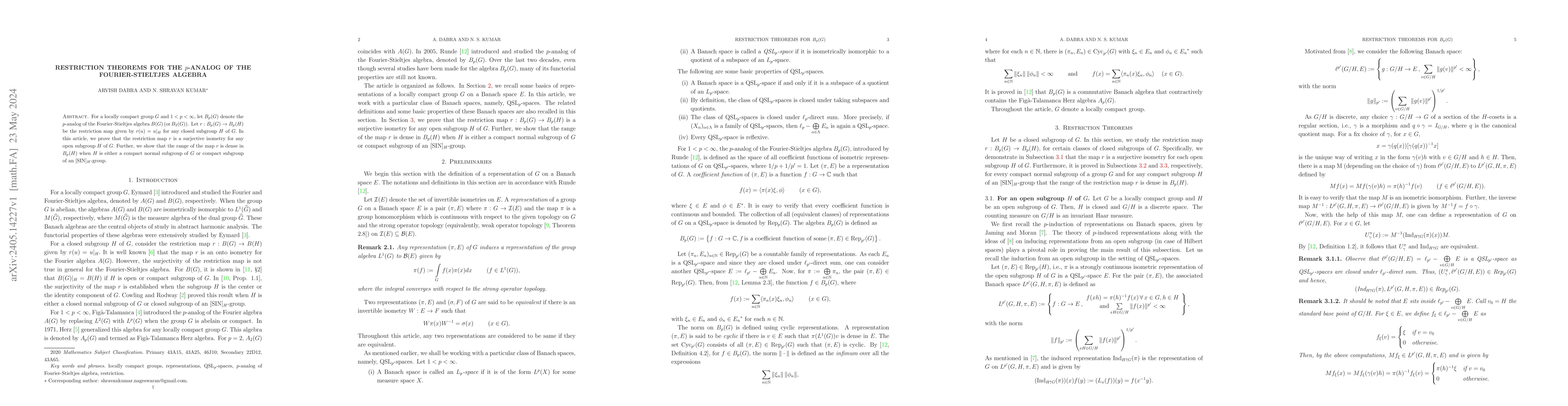 Thumbnail for Restriction theorems for the $p$-analog of the Fourier-Stieltjes algebra