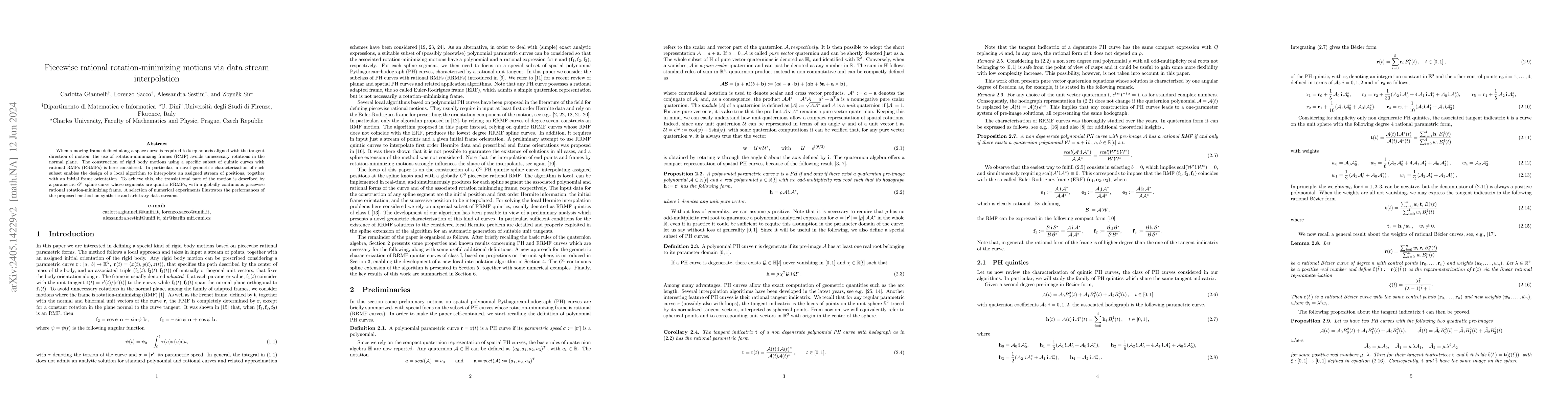 Thumbnail for Piecewise rational rotation-minimizing motions via data stream
  interpolation