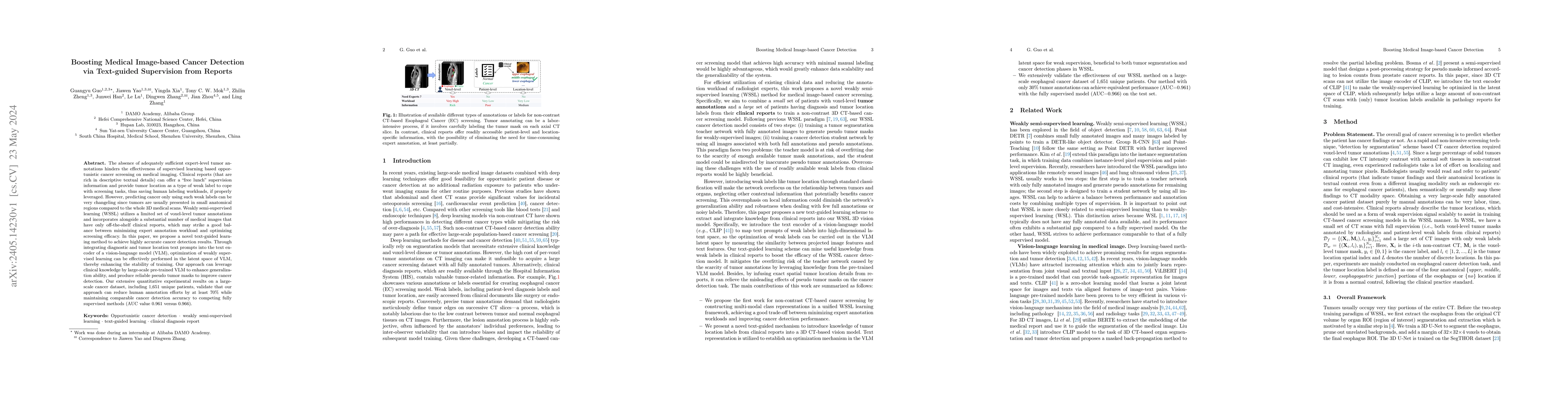 Thumbnail for Boosting Medical Image-based Cancer Detection via Text-guided
  Supervision from Reports