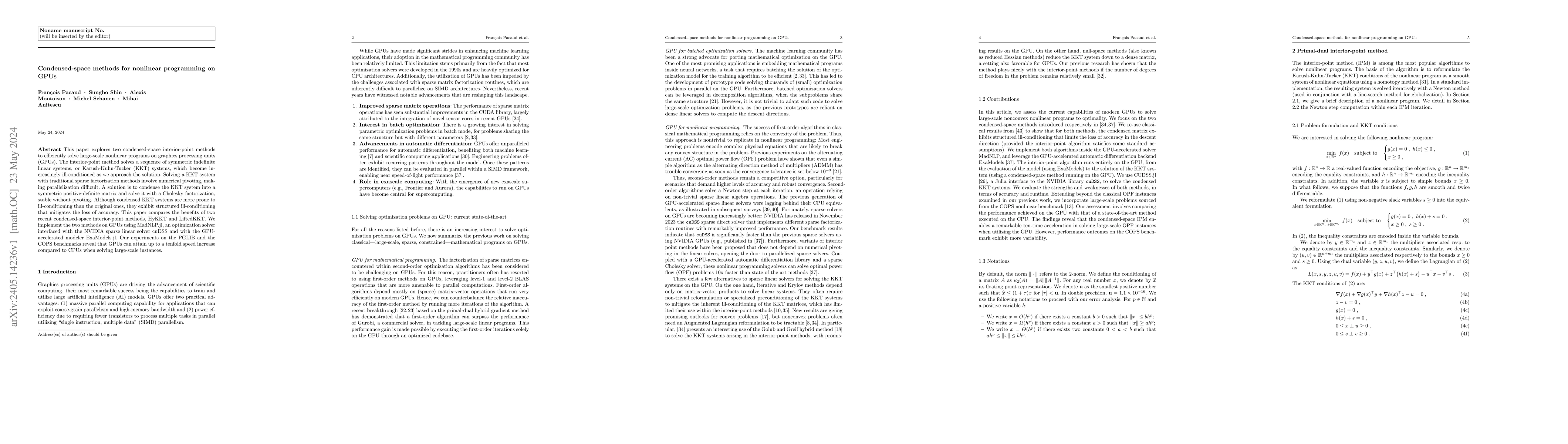 Thumbnail for Condensed-space methods for nonlinear programming on GPUs