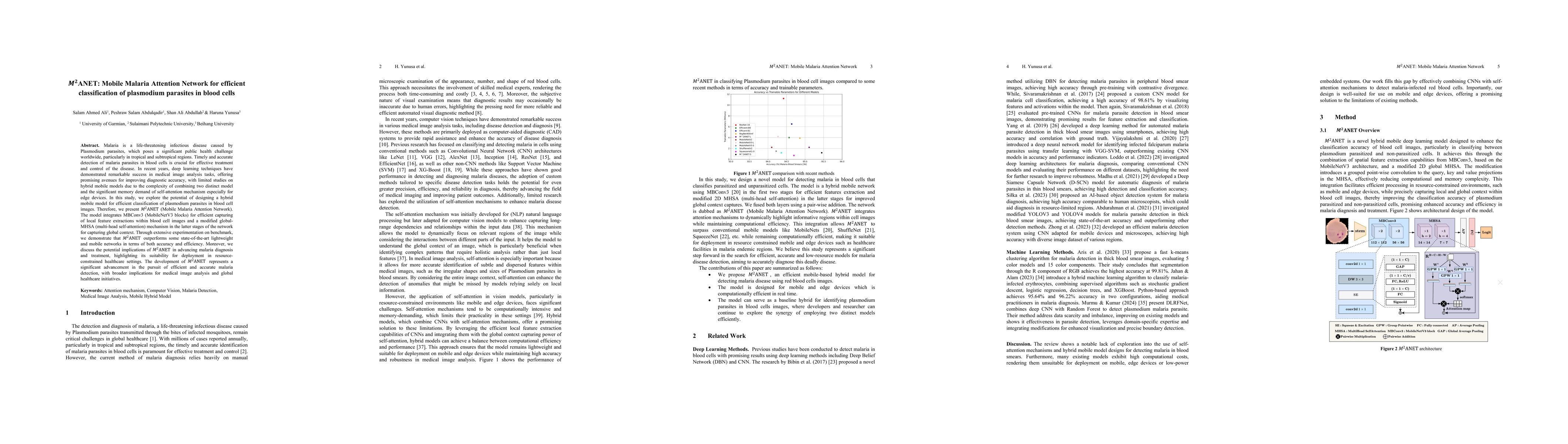 Thumbnail for M2ANET: Mobile Malaria Attention Network for efficient classification of
  plasmodium parasites in blood cells