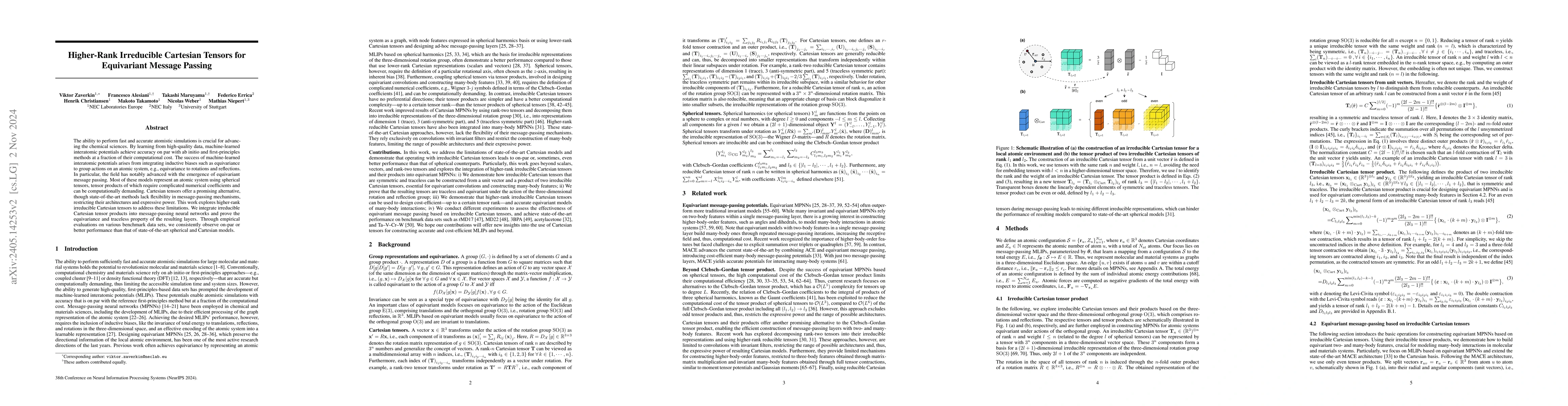 Thumbnail for Higher-Rank Irreducible Cartesian Tensors for Equivariant Message
  Passing