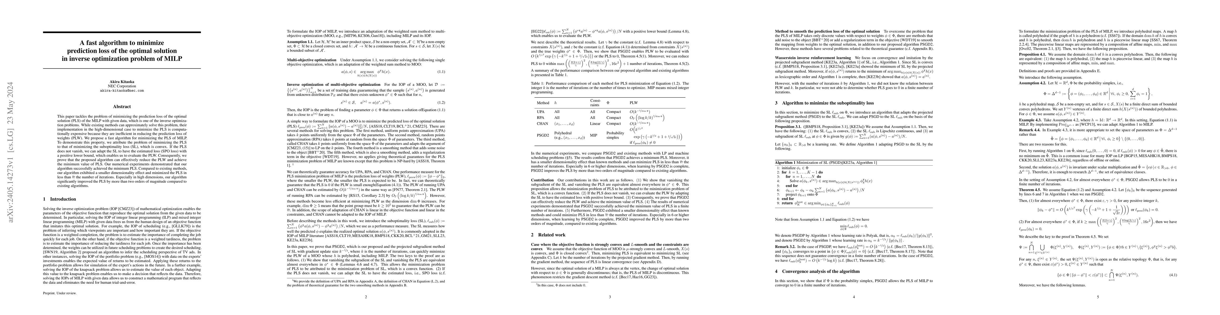 Thumbnail for A fast algorithm to minimize prediction loss of the optimal solution in
  inverse optimization problem of MILP