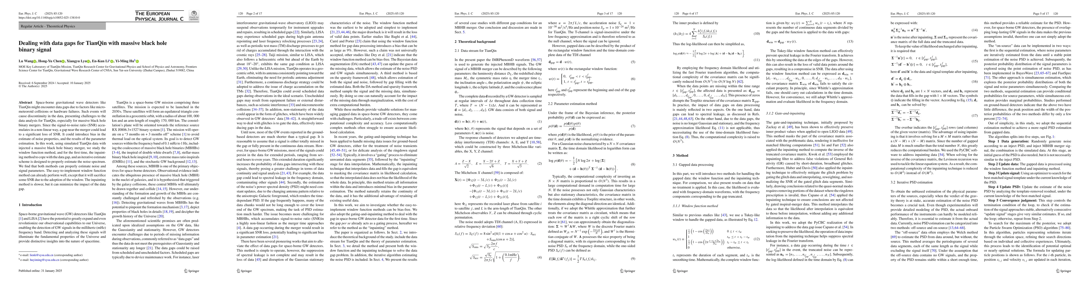 Thumbnail for Window and inpainting: dealing with data gaps for TianQin