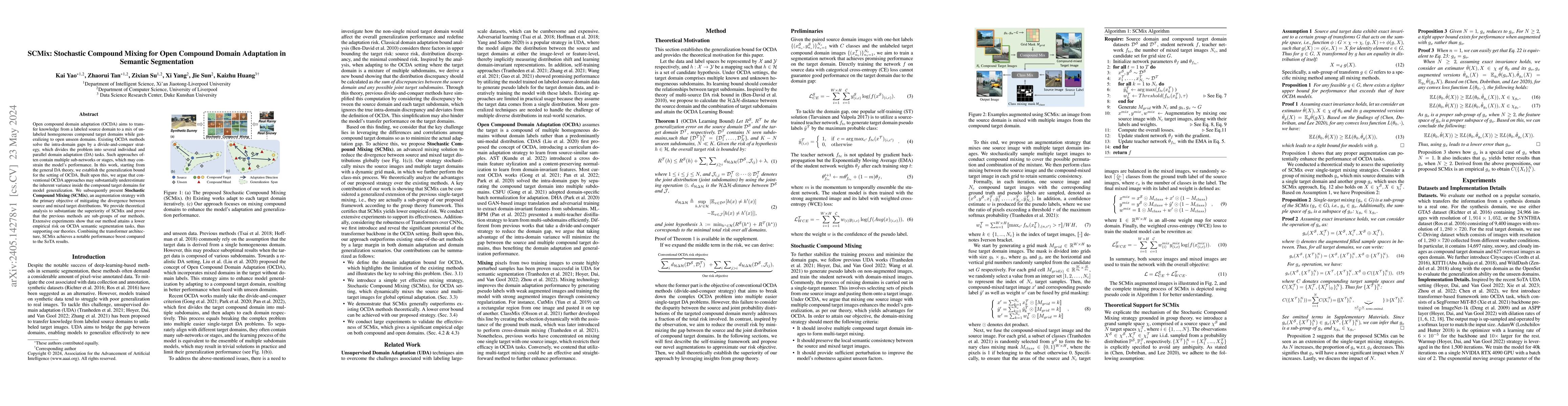 Thumbnail for SCMix: Stochastic Compound Mixing for Open Compound Domain Adaptation in
  Semantic Segmentation