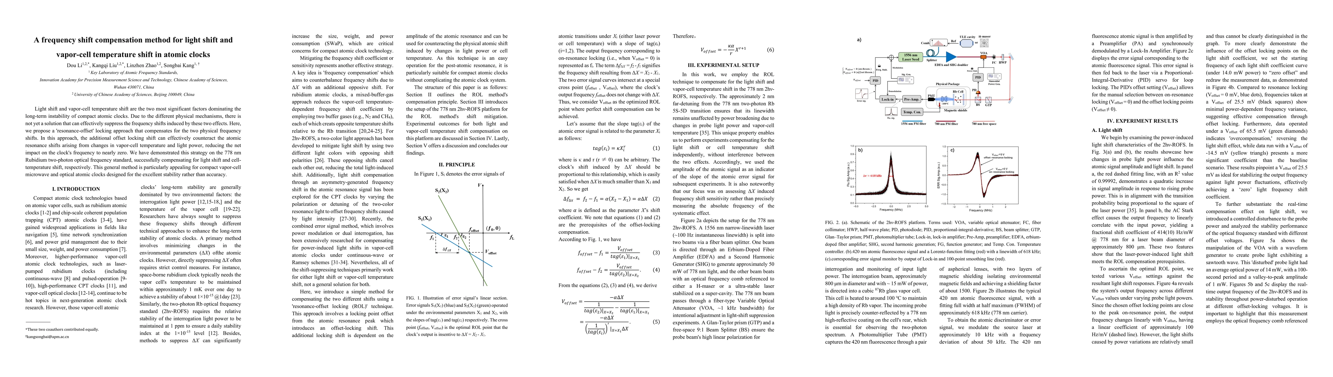 Thumbnail for A frequency shift compensation method for light shift and vapor-cell
  temperature shift in atomic clocks