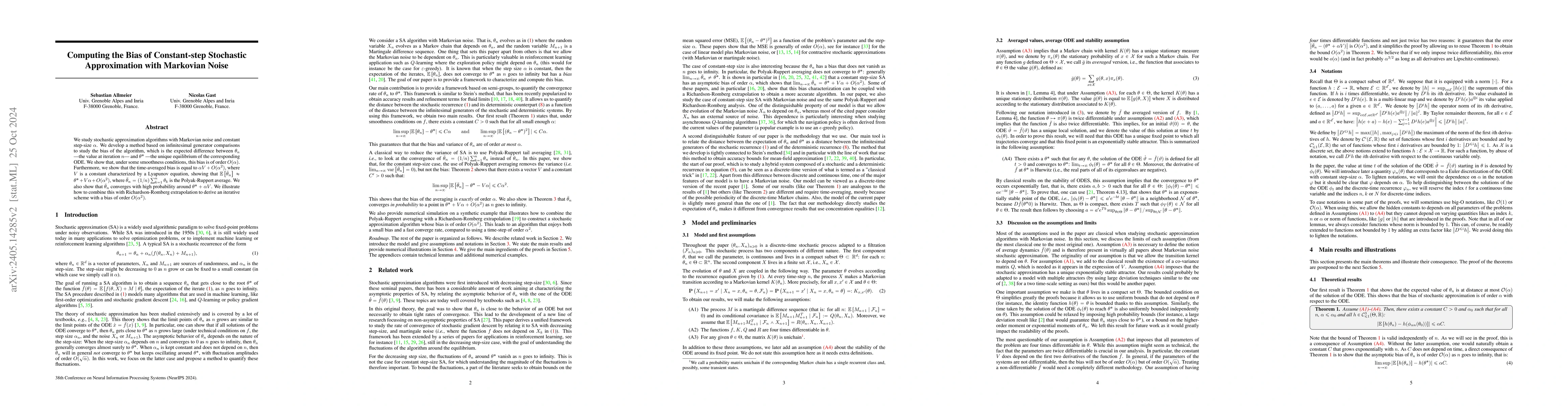 Thumbnail for Computing the Bias of Constant-step Stochastic Approximation with
  Markovian Noise