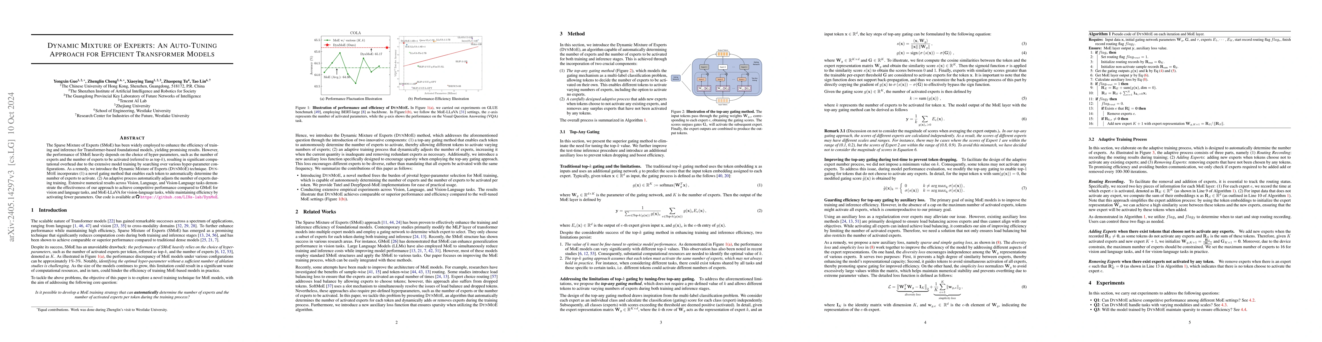 Thumbnail for Dynamic Mixture of Experts: An Auto-Tuning Approach for Efficient
  Transformer Models