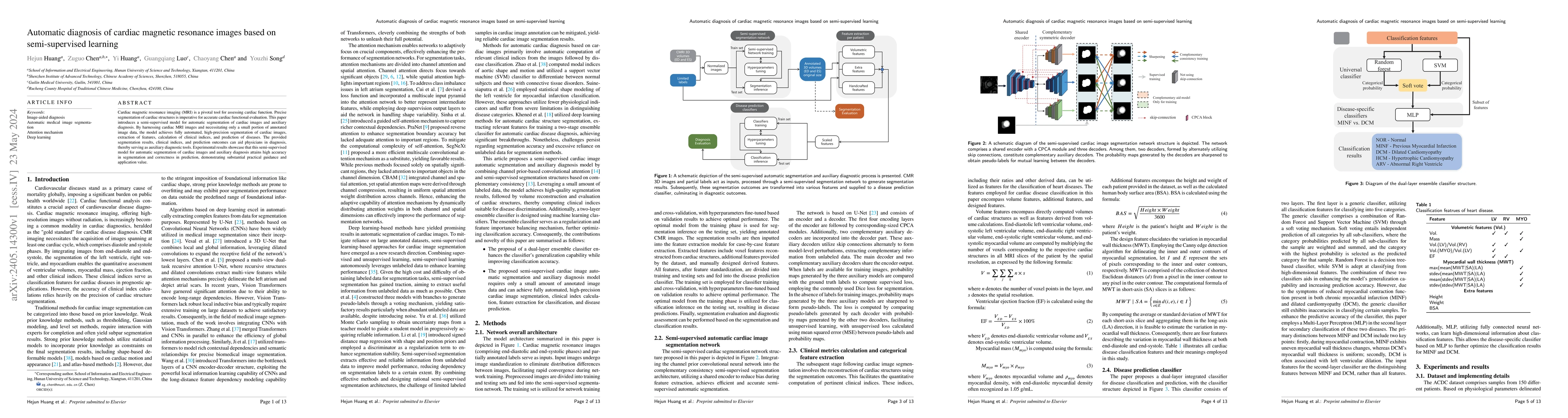 Thumbnail for Automatic diagnosis of cardiac magnetic resonance images based on
  semi-supervised learning