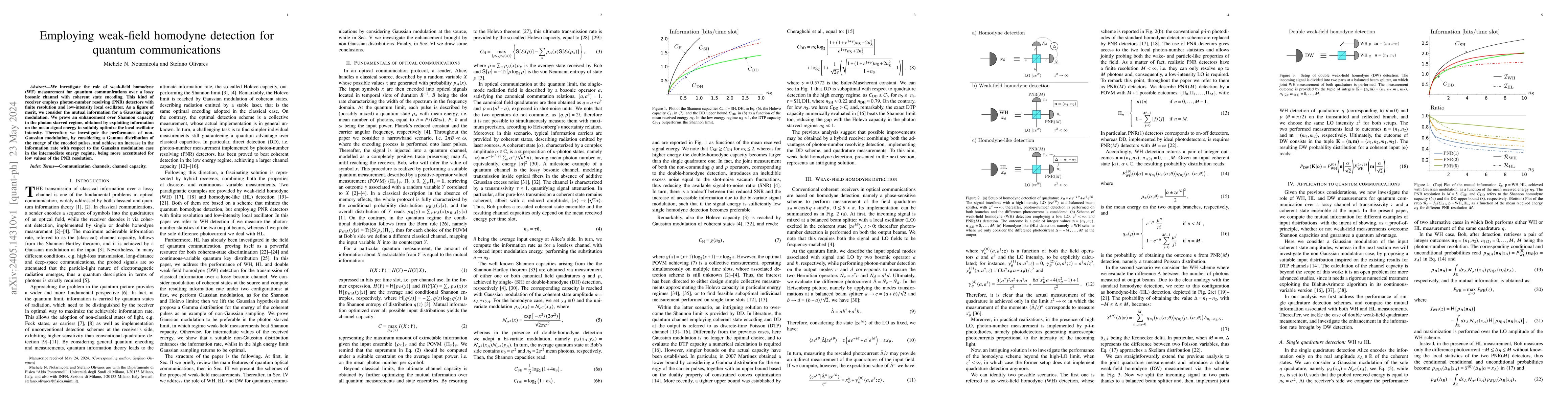 Thumbnail for Employing weak-field homodyne detection for quantum communications