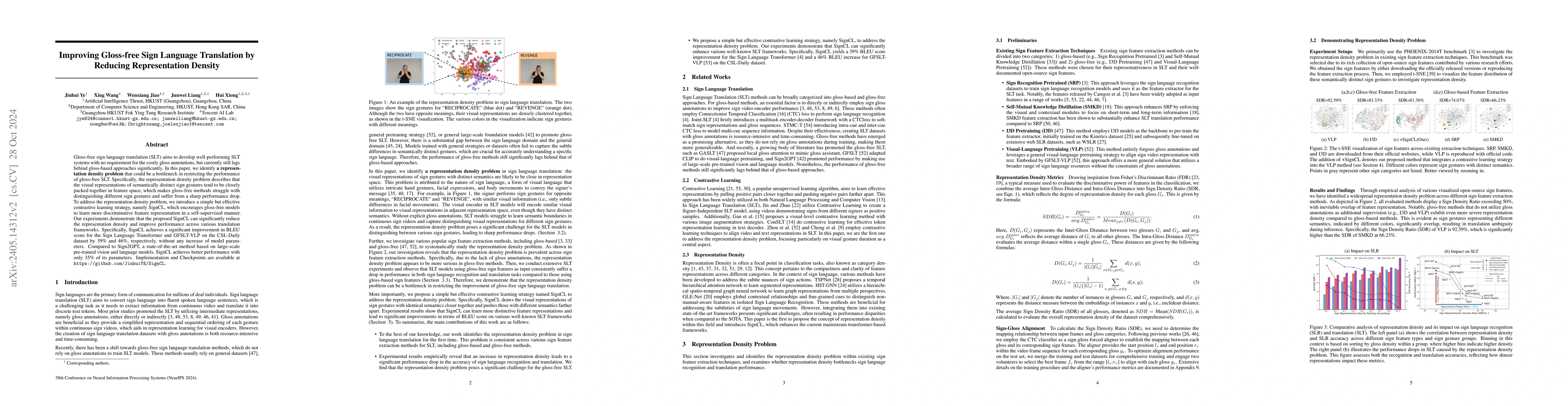 Thumbnail for Improving Gloss-free Sign Language Translation by Reducing
  Representation Density