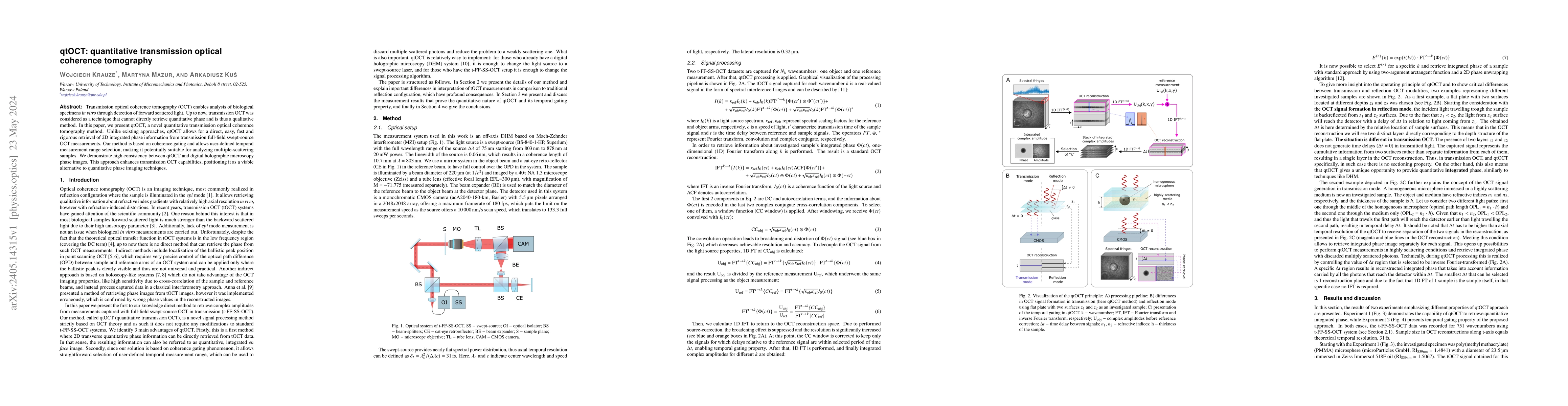 Thumbnail for qtOCT: quantitative transmission optical coherence tomography