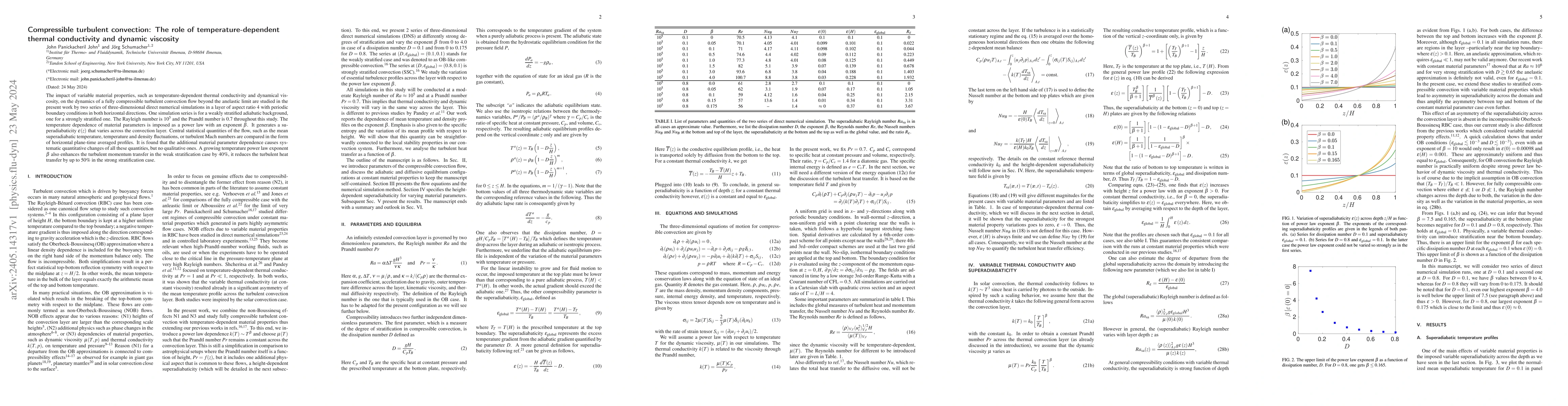 Thumbnail for Compressible turbulent convection: The role of temperature-dependent
  thermal conductivity and dynamic viscosity