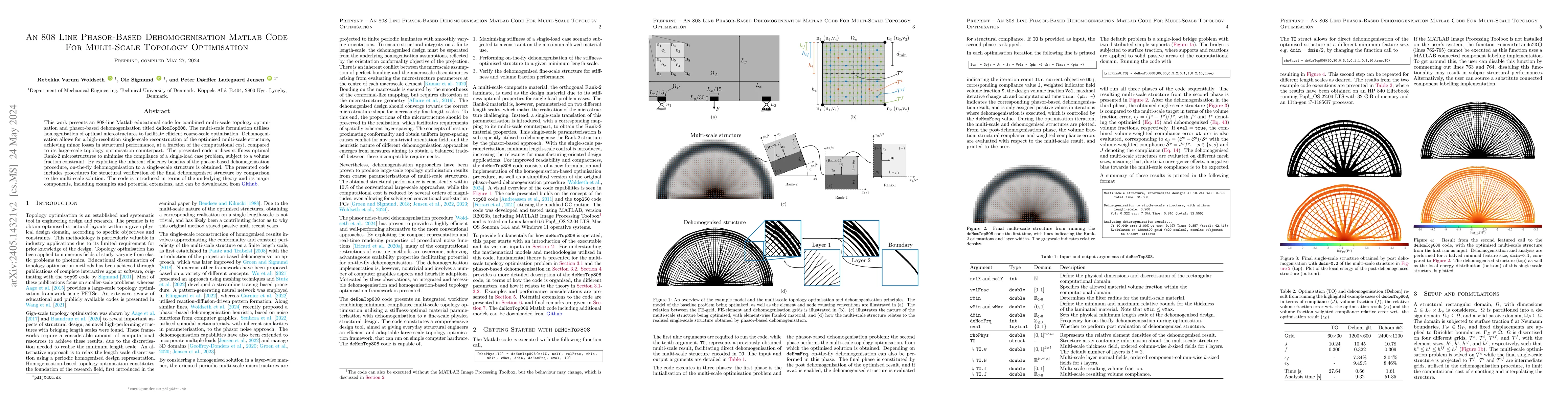 Thumbnail for An 808 Line Phasor-Based Dehomogenisation Matlab Code For Multi-Scale
  Topology Optimisation
