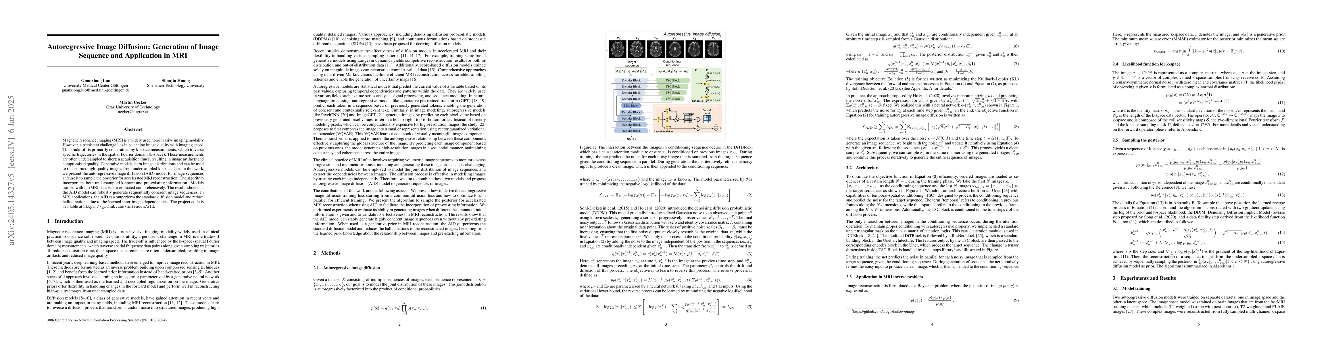 Thumbnail for Autoregressive Image Diffusion: Generation of Image Sequence and
  Application in MRI