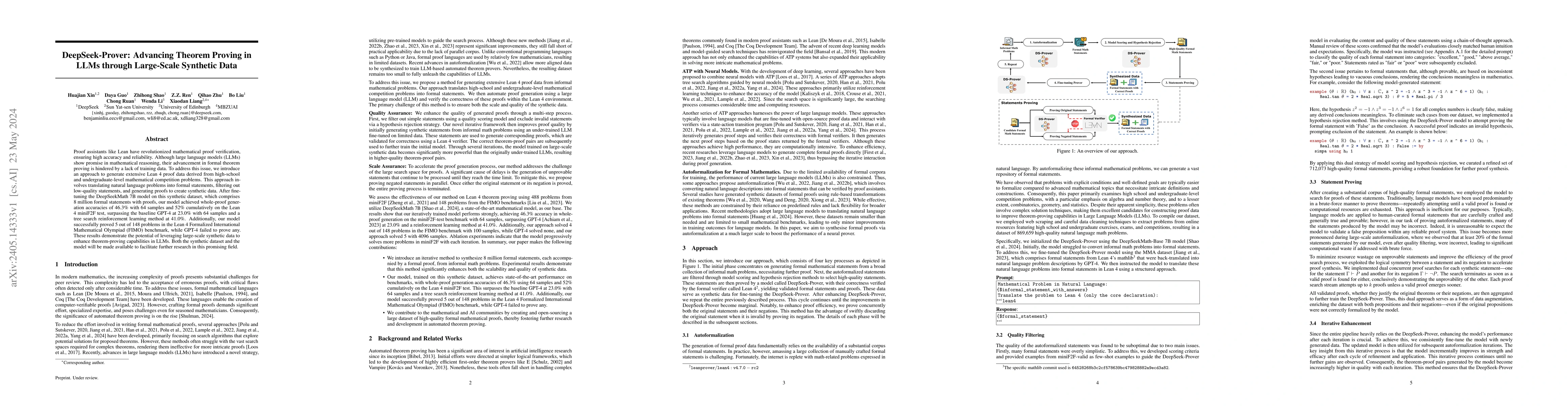 Thumbnail for DeepSeek-Prover: Advancing Theorem Proving in LLMs through Large-Scale
  Synthetic Data