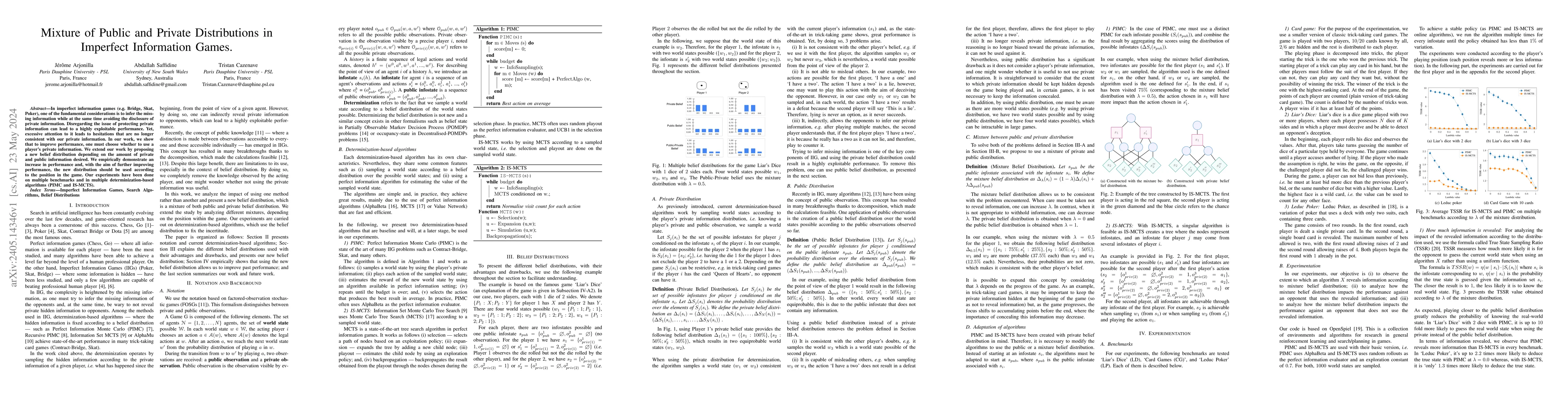 Thumbnail for Mixture of Public and Private Distributions in Imperfect Information
  Games