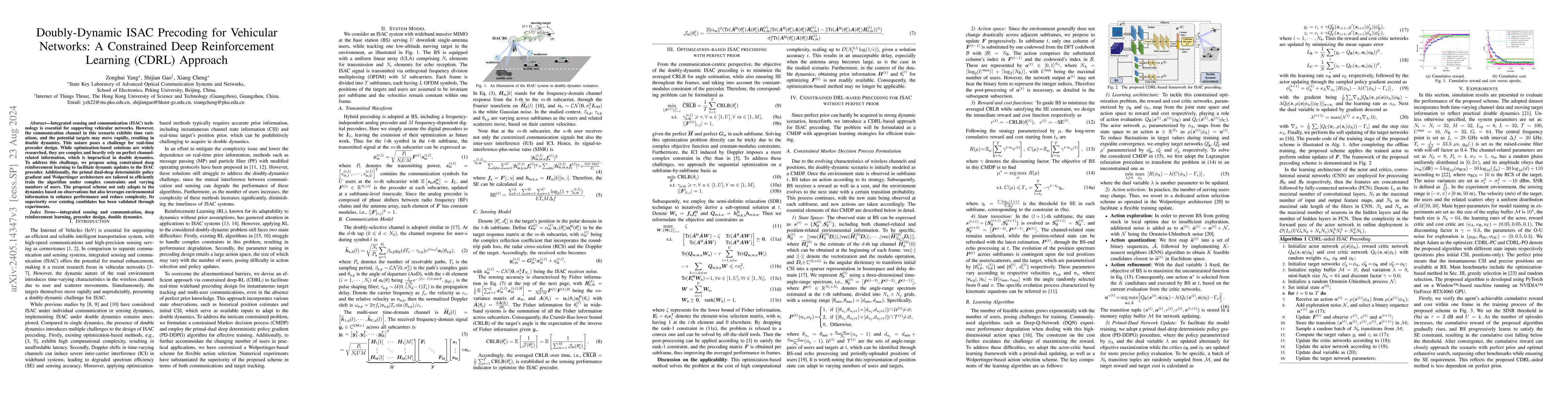 Thumbnail for Doubly-Dynamic ISAC Precoding for Vehicular Networks: A Constrained Deep
  Reinforcement Learning (CDRL) Approach